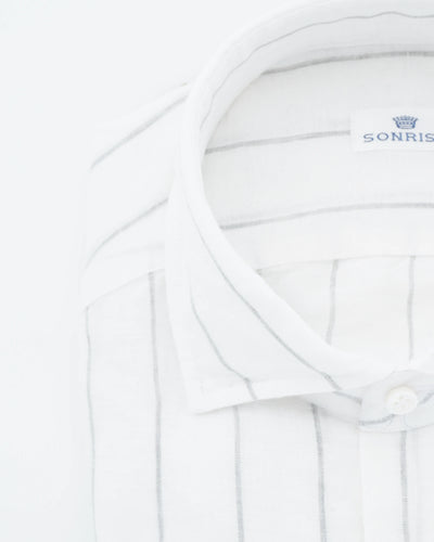 Sonrisa Shirt Pure Linen Striped White