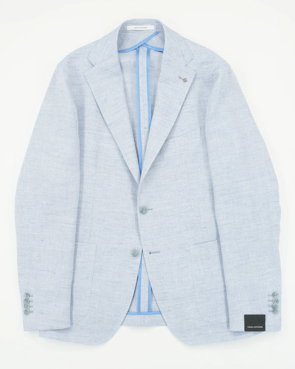 Tagliatore Jacket Linen Chevron Light Blue