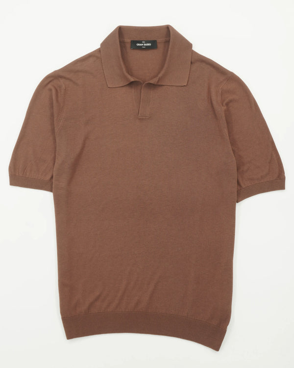 Gran Sasso Pure Silk Polo Shirt Camel