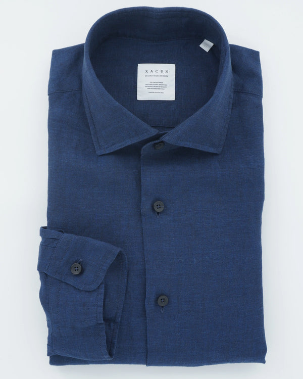 Xacus Shirt Pure Linen Slim Fit Navy