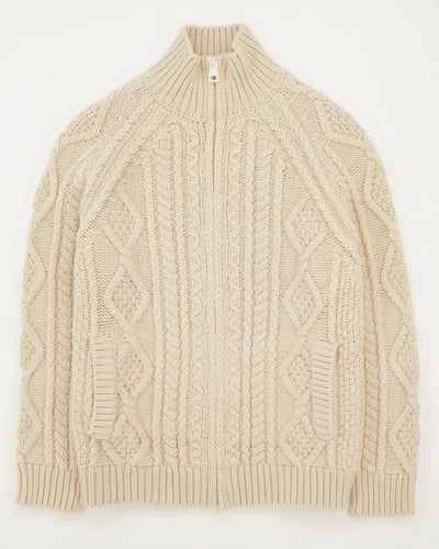 GRP Full Zip Cable Knit Light Beige