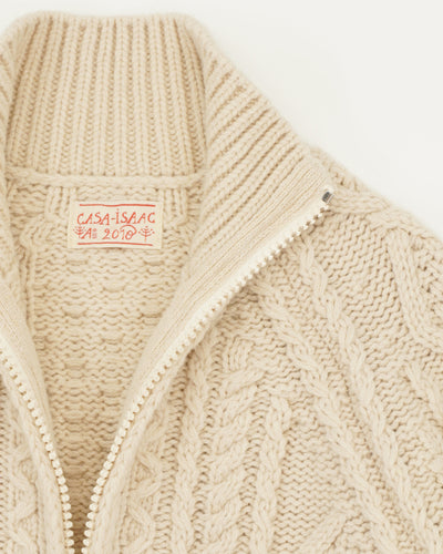 GRP Full Zip Cable Knit Light Beige