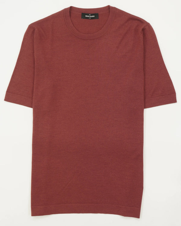 Gran Sasso T-Shirt Knitted Cashmere Silk Soft Red