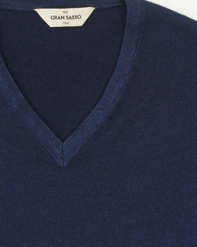 Gran Sasso Pullover V-neck Garment Dyed Navy