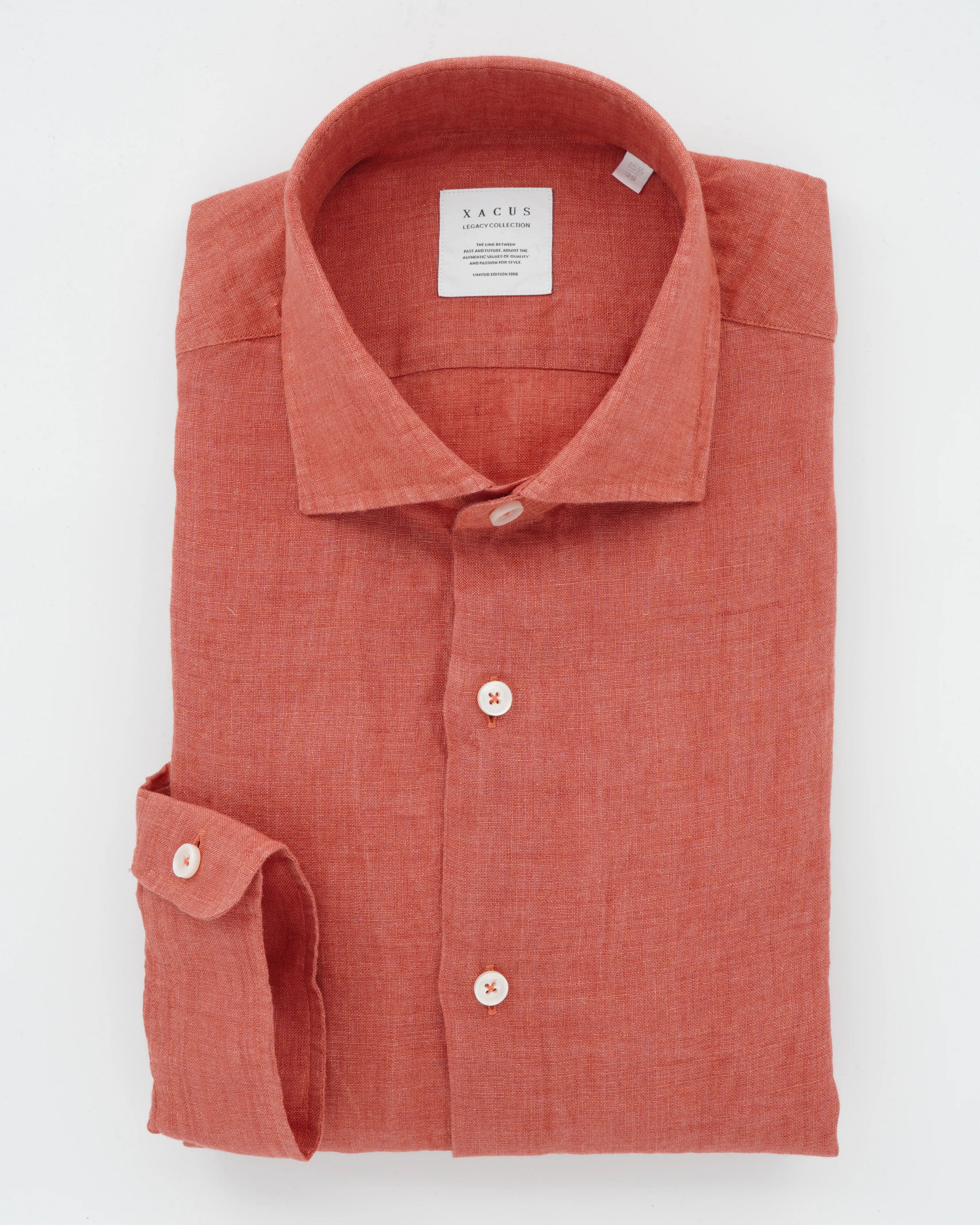 Xacus Shirt Pure Linen Slim Fit Soft Orange