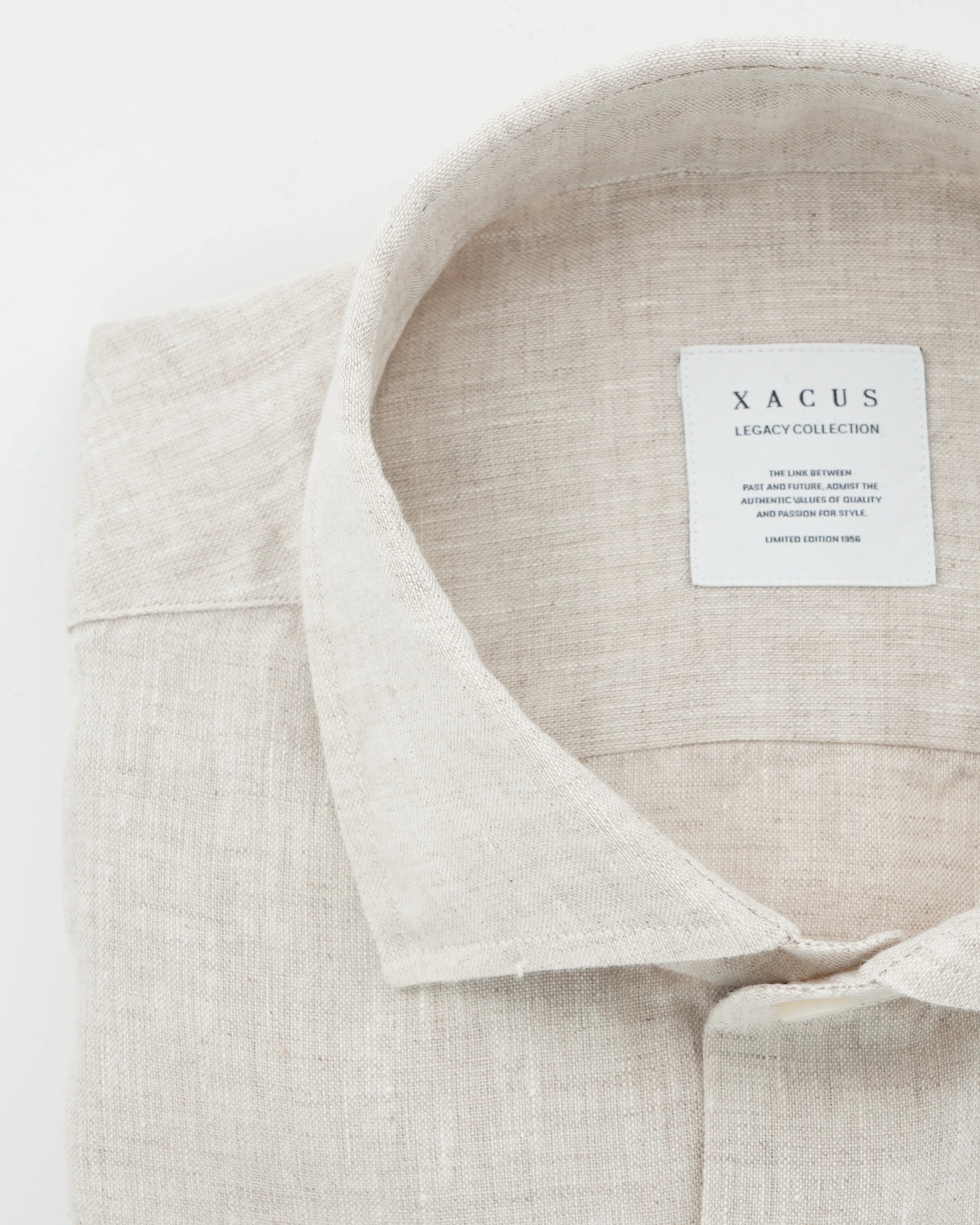 Xacus Shirt Pure Linen Slim Fit Light Beige