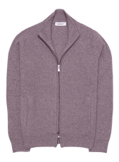 Gran Sasso Wool Cashmere Rib Full Zip Taupe
