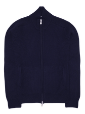 Gran Sasso Wool Cashmere Rib Full Zip Navy