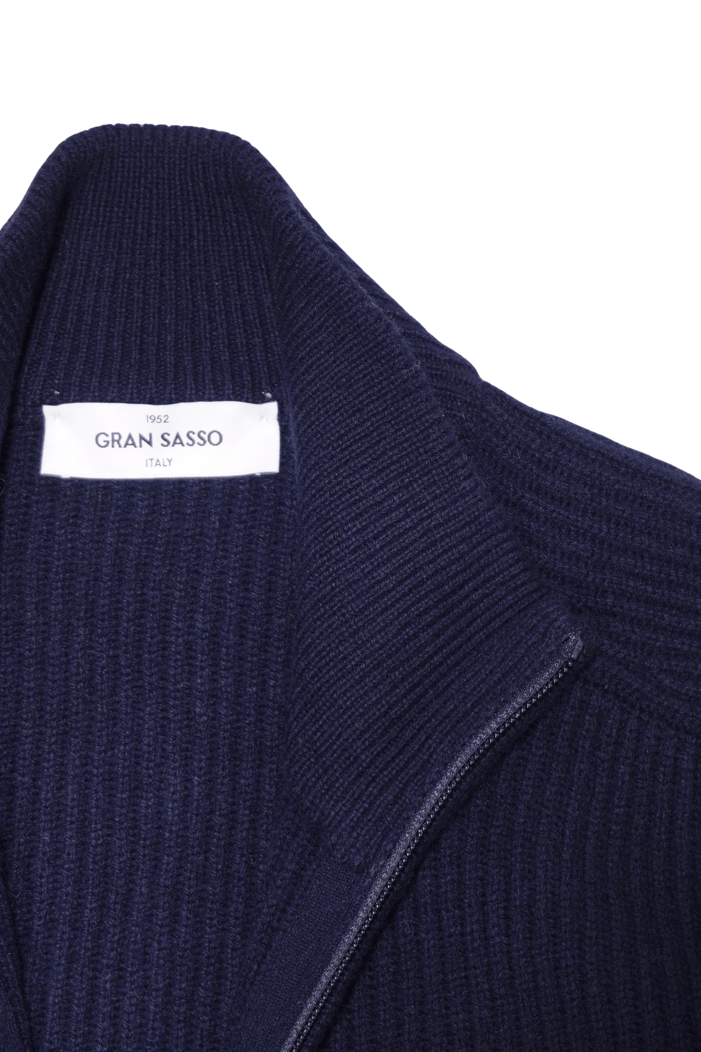 Gran Sasso Wool Cashmere Zip Navy