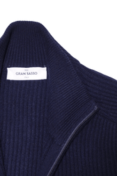 Gran Sasso Wool Cashmere Rib Full Zip Navy