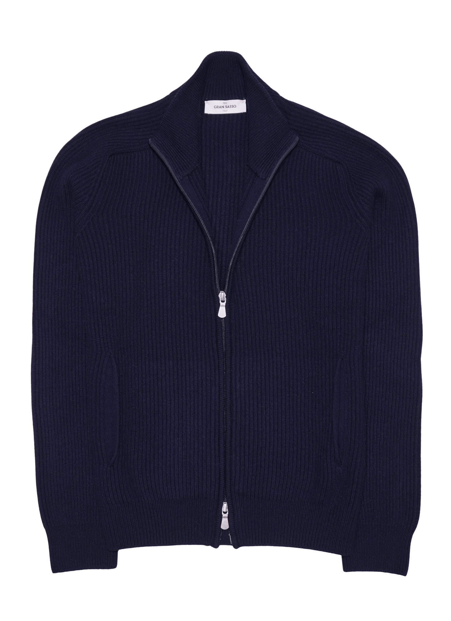 Gran Sasso Wool Cashmere Zip Navy