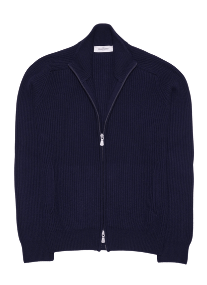 Gran Sasso Wool Cashmere Zip Navy
