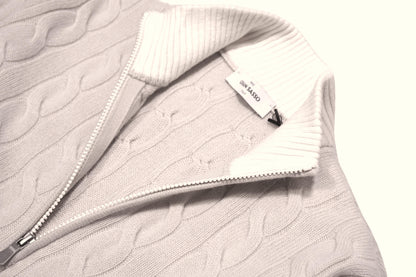 Gran Sasso Cable Knit Zip Natural