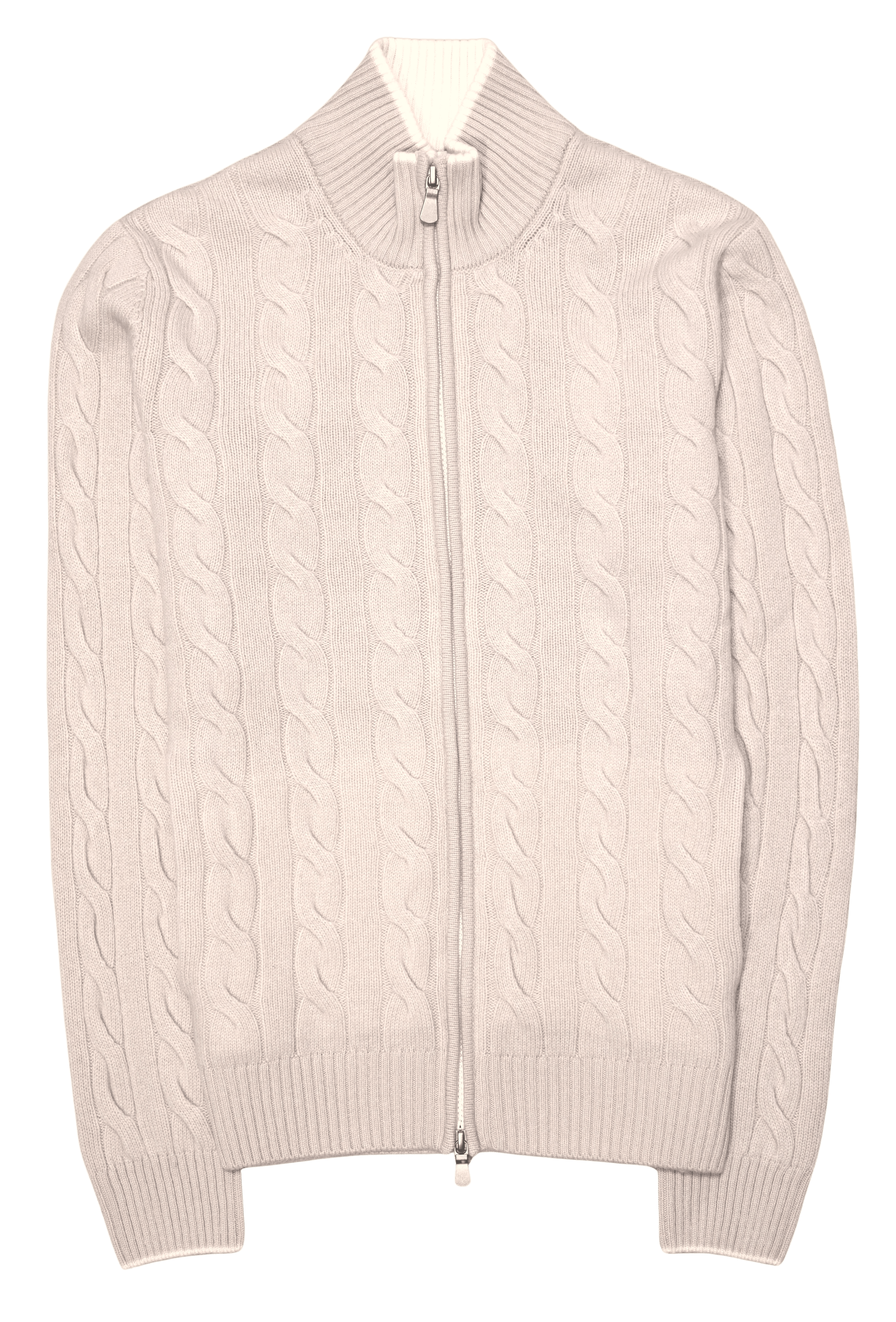 Gran Sasso Cable Knit Zip Natural