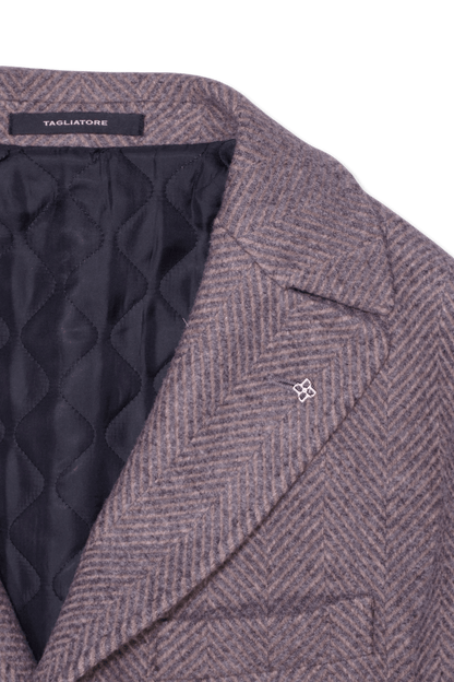 Tagliatore Coat Chevron Taupe
