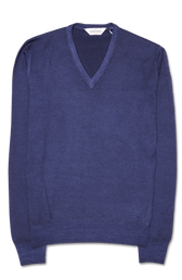 Gran Sasso Pullover V-neck Garment Dyed Navy