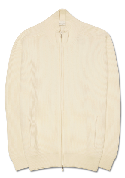 Gran Sasso Zip Cashmere Wool Ecru