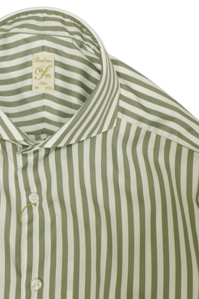 Stenströms Shirt Cotton Silk Stripe Light Green
