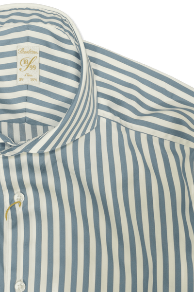 Stenströms Shirt Cotton Silk Stripe Light Blue