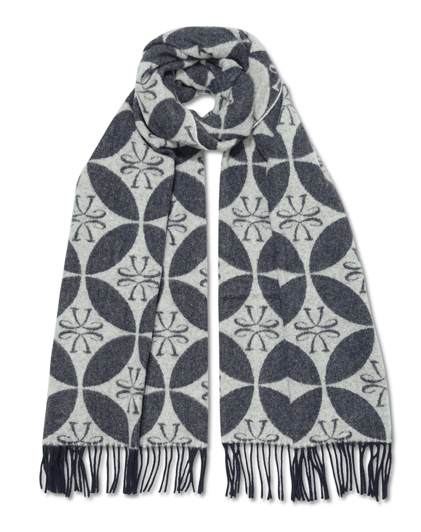 Jacob Cohen Monogram Scarf Blue Grey