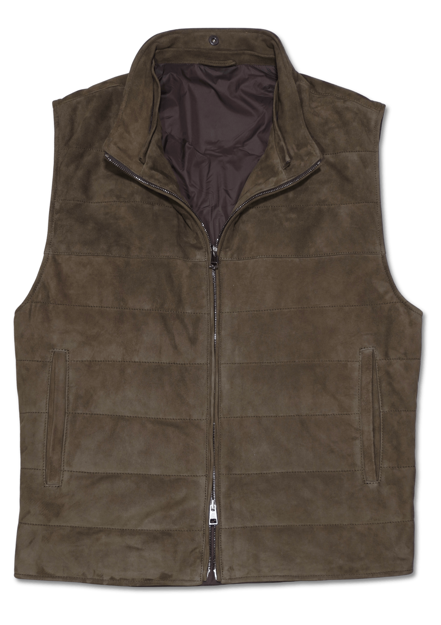 Zonda Suede Vest Shearling Collar Brown