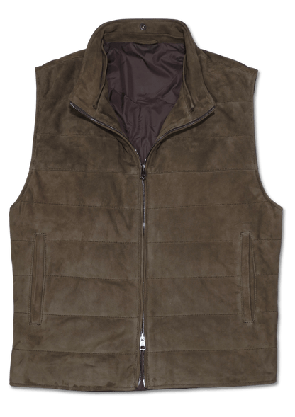 Zonda Suede Vest Shearling Collar Brown