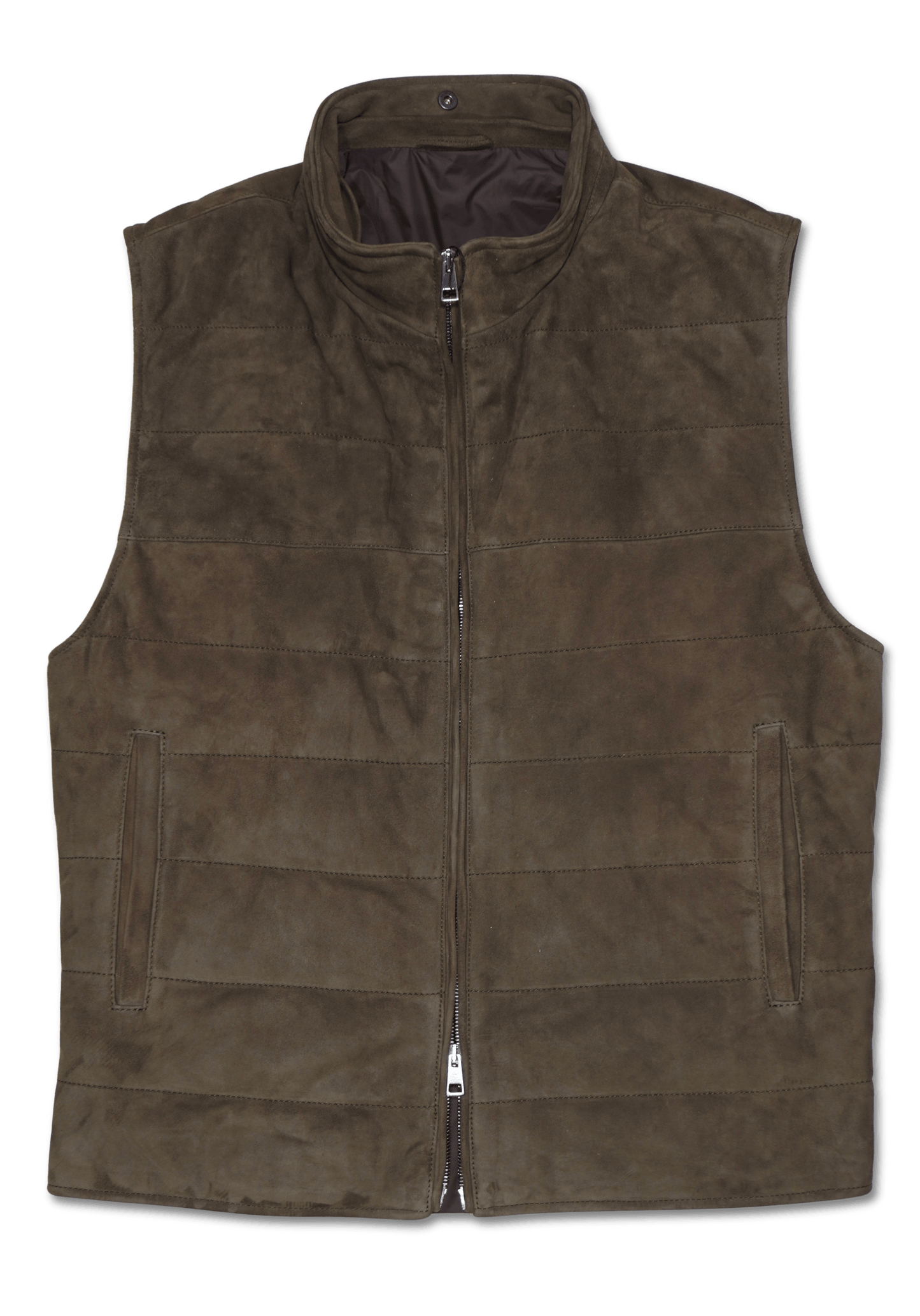 Zonda Suede Vest Shearling Collar Brown