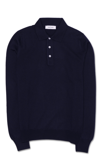 Gran Sasso Merino Polo Shirt Navy