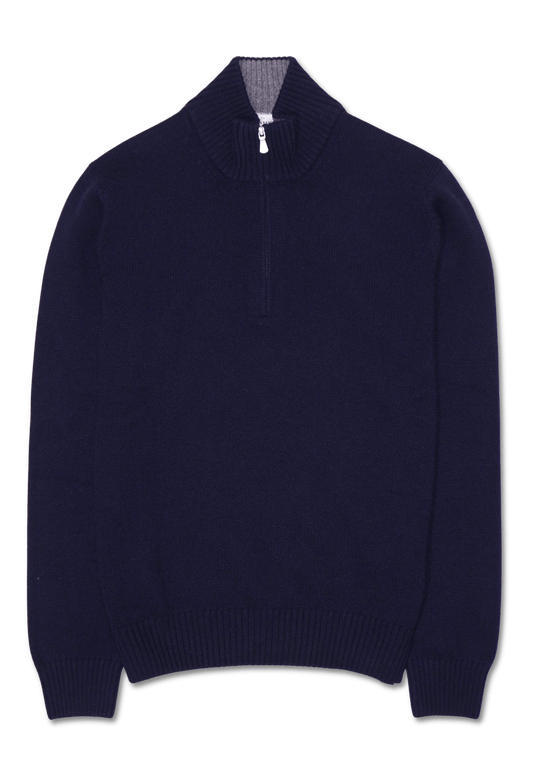 Gran Sasso Half Zip Wool Cashmere Navy