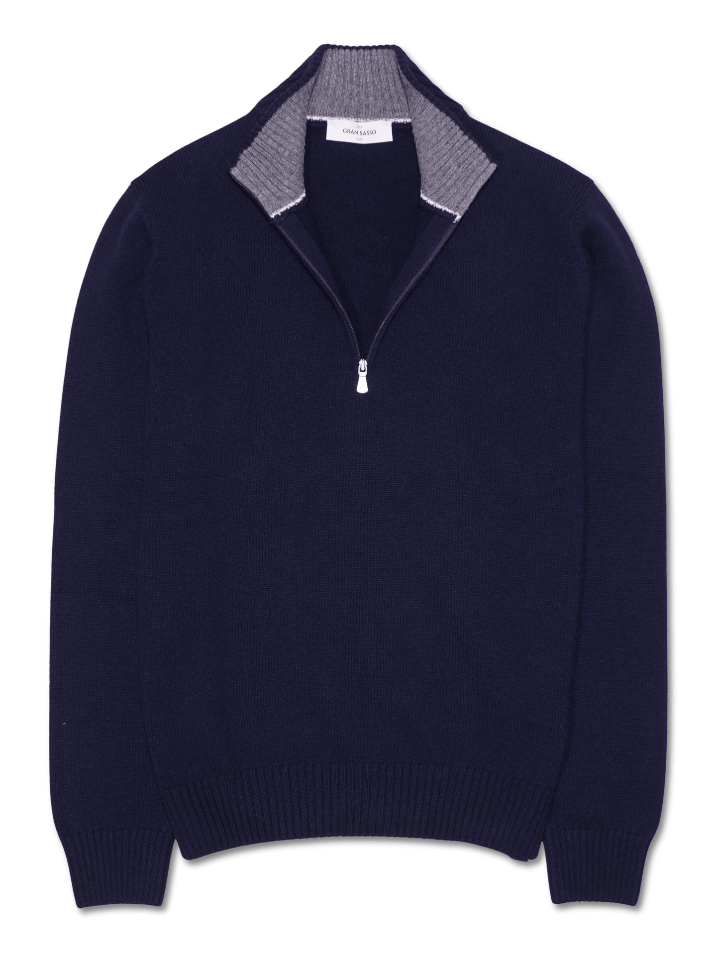 Gran Sasso Half Zip Wool Cashmere Navy