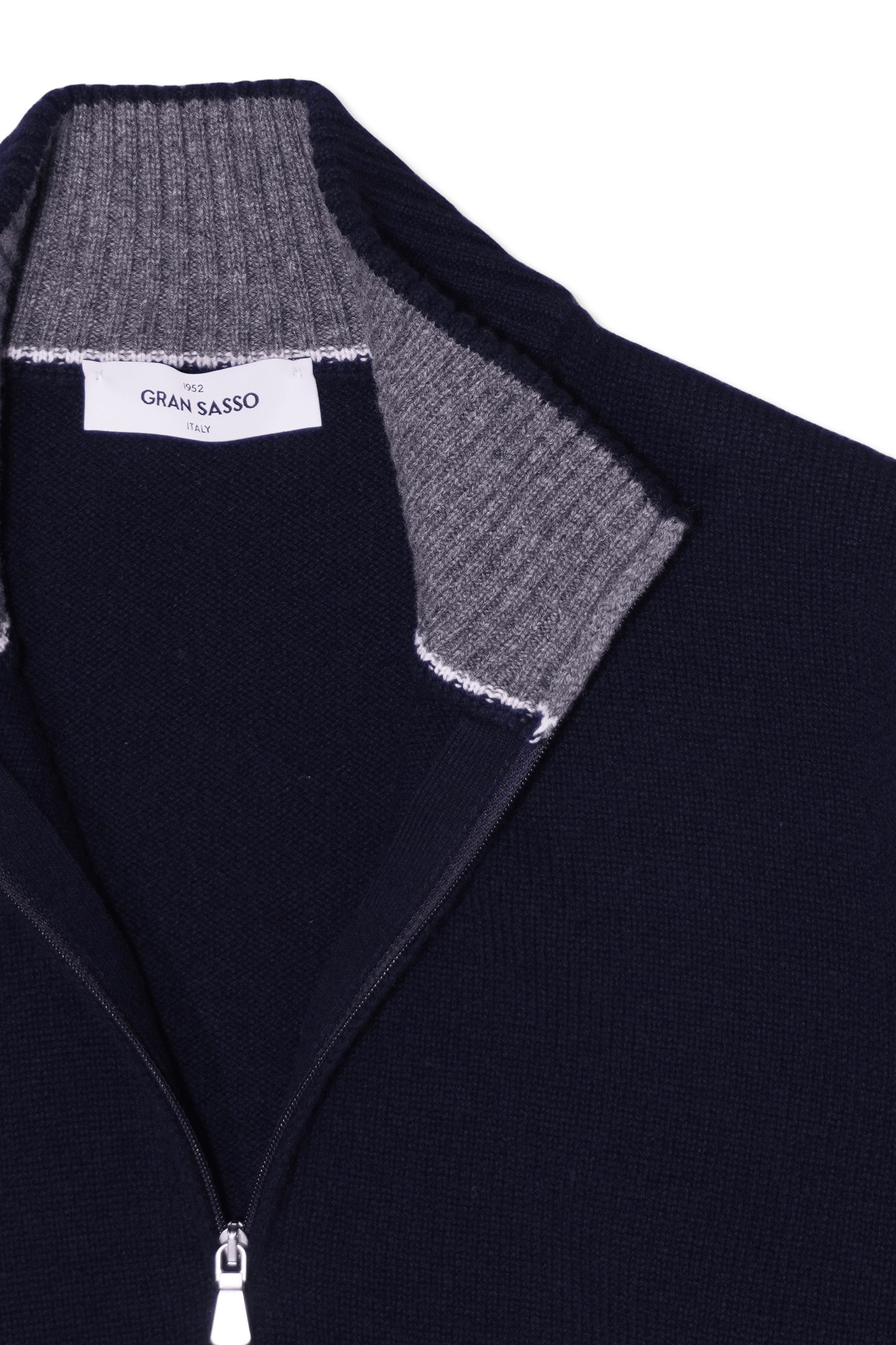 Gran Sasso Half Zip Wool Cashmere Navy