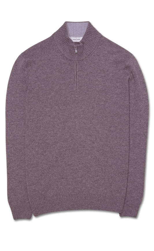 Gran Sasso Half Zip Wool Cashmere Taupe
