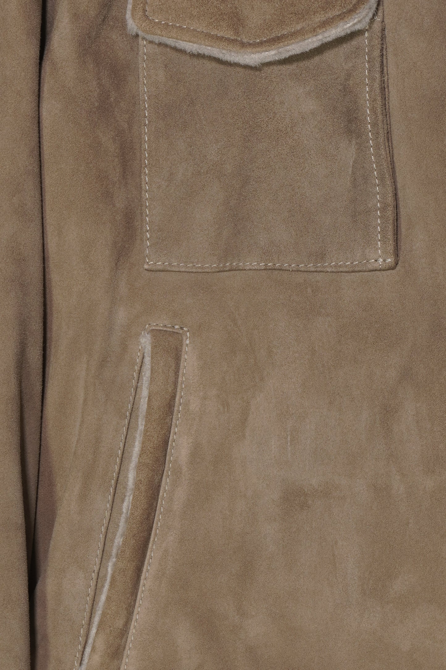 Zonda Shearling Trim Suede Jacket Taupe
