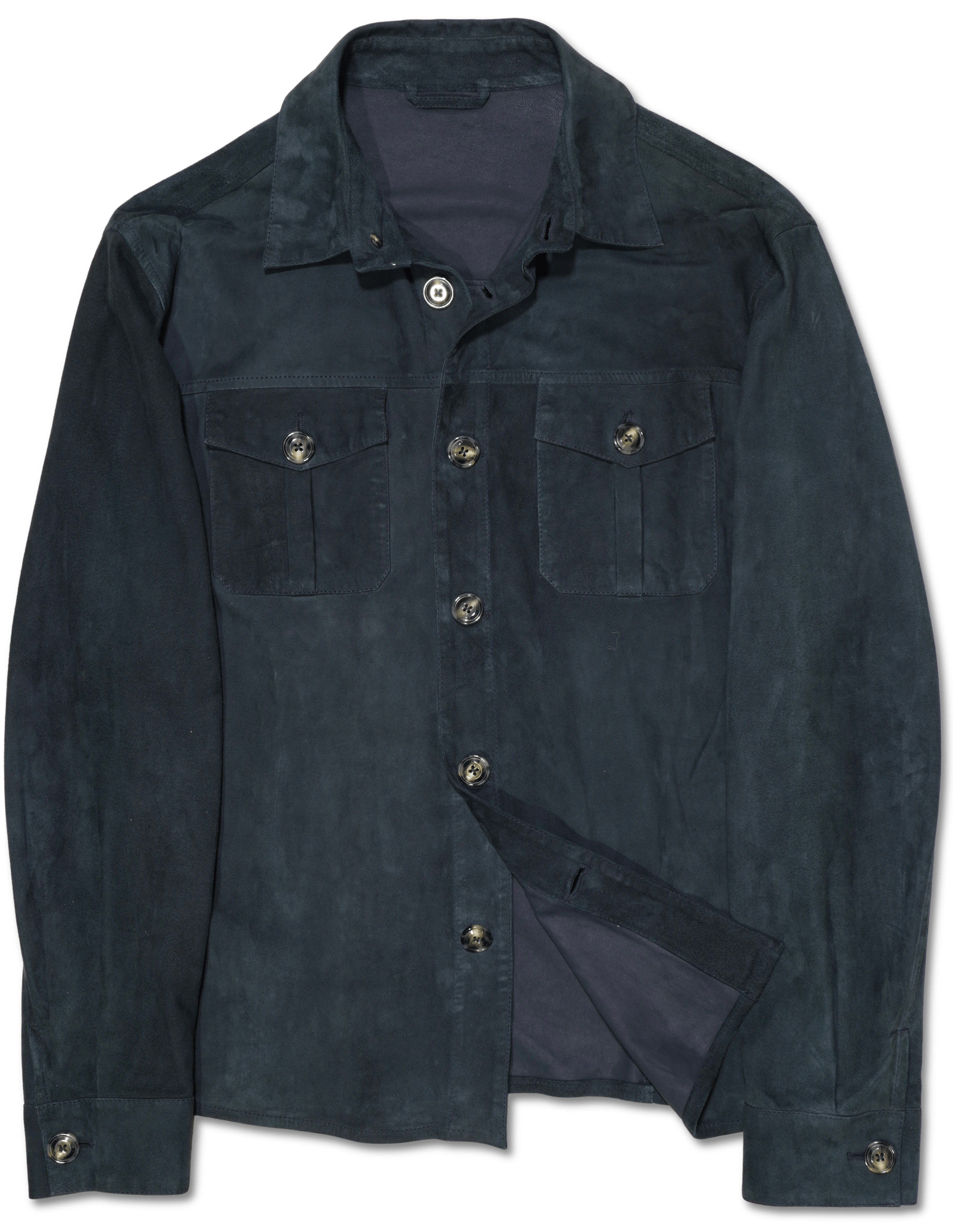 Barba Napoli Suede Shirt Dark Blue
