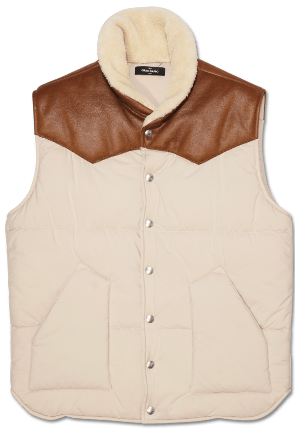 Gran Sasso Leather Patch Vest Beige