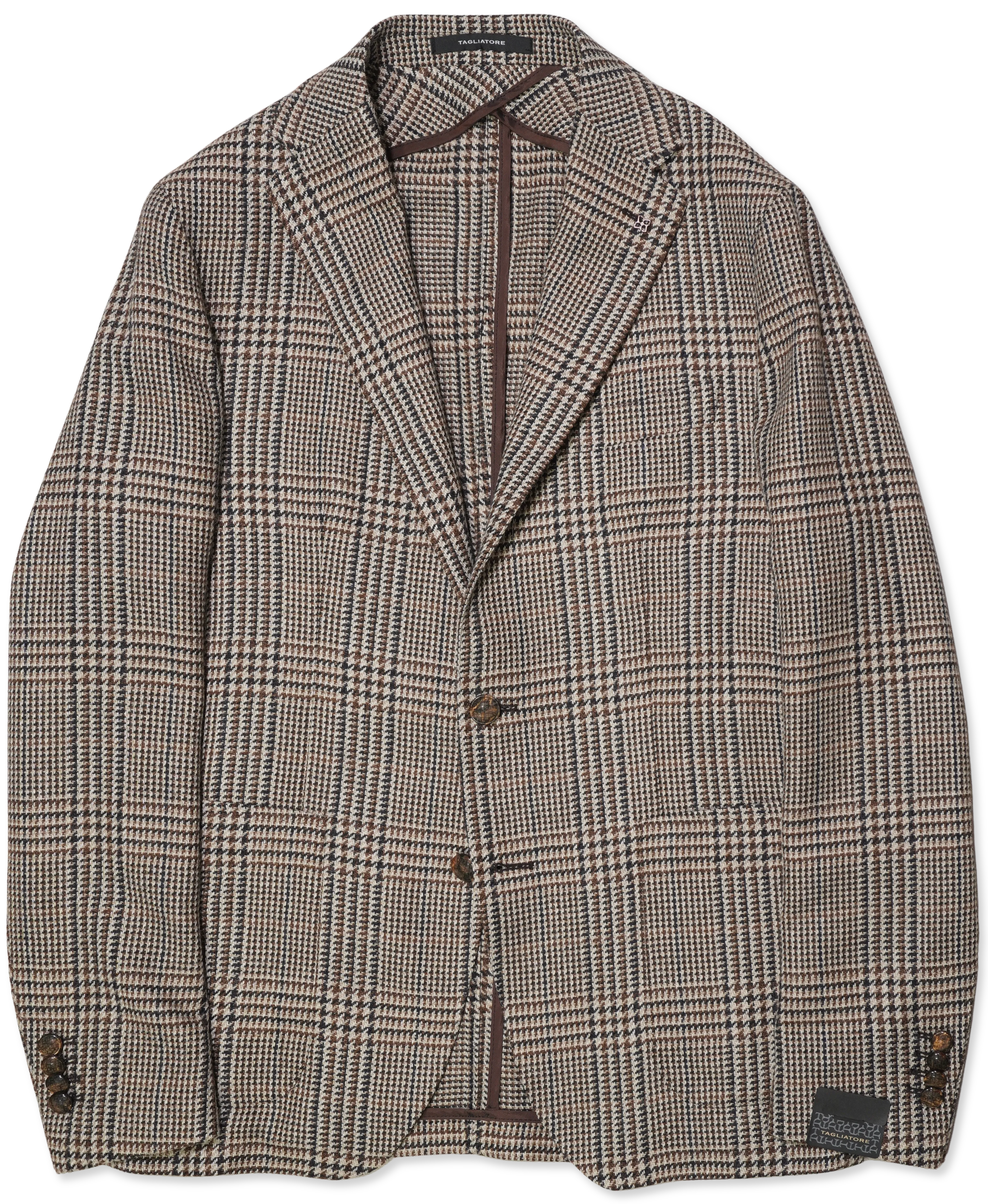 Tagliatore Silk Jacket Check Brown