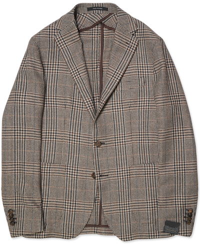 Tagliatore Silk Jacket Check Brown