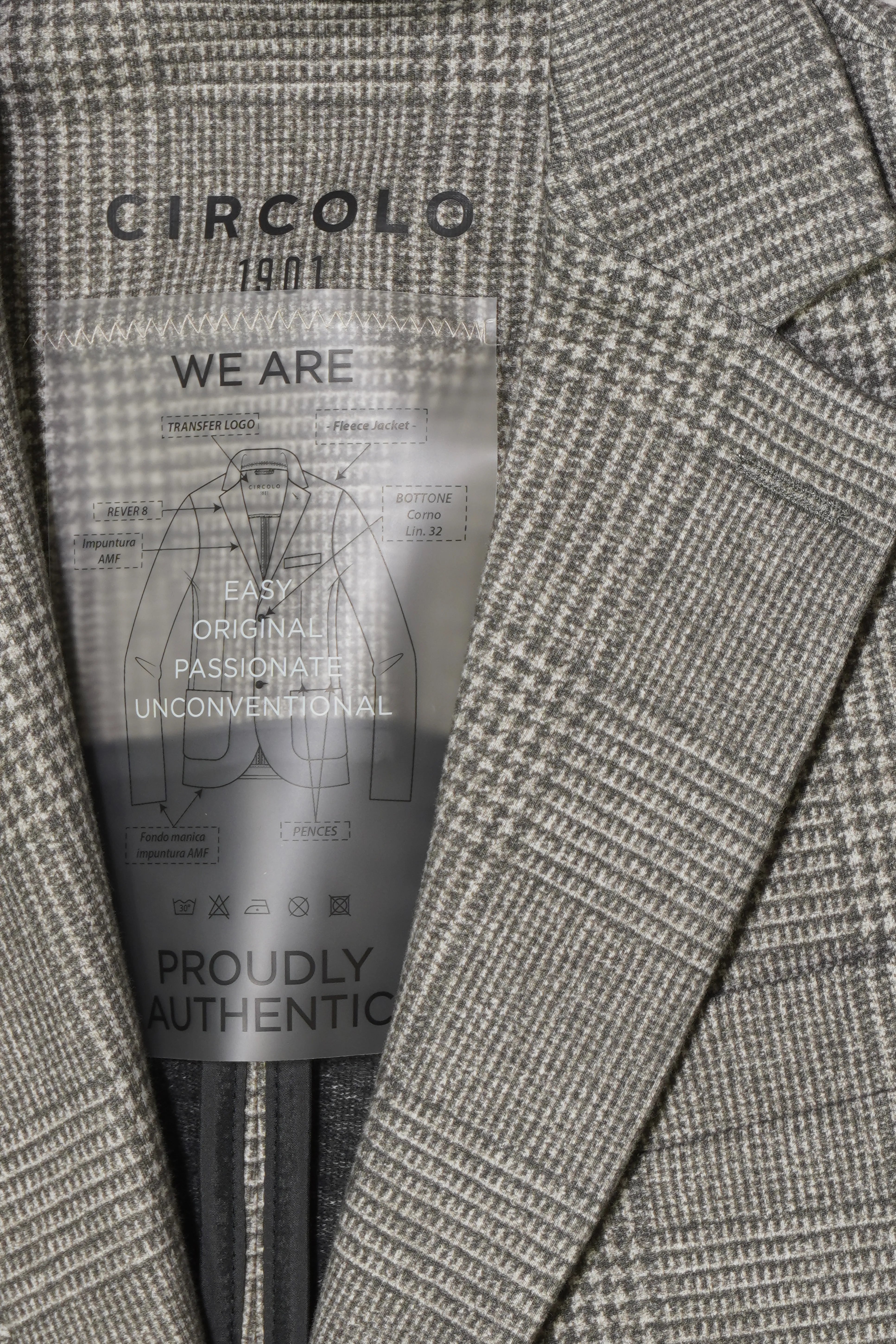 Circolo Jacket Jersey Check Grey