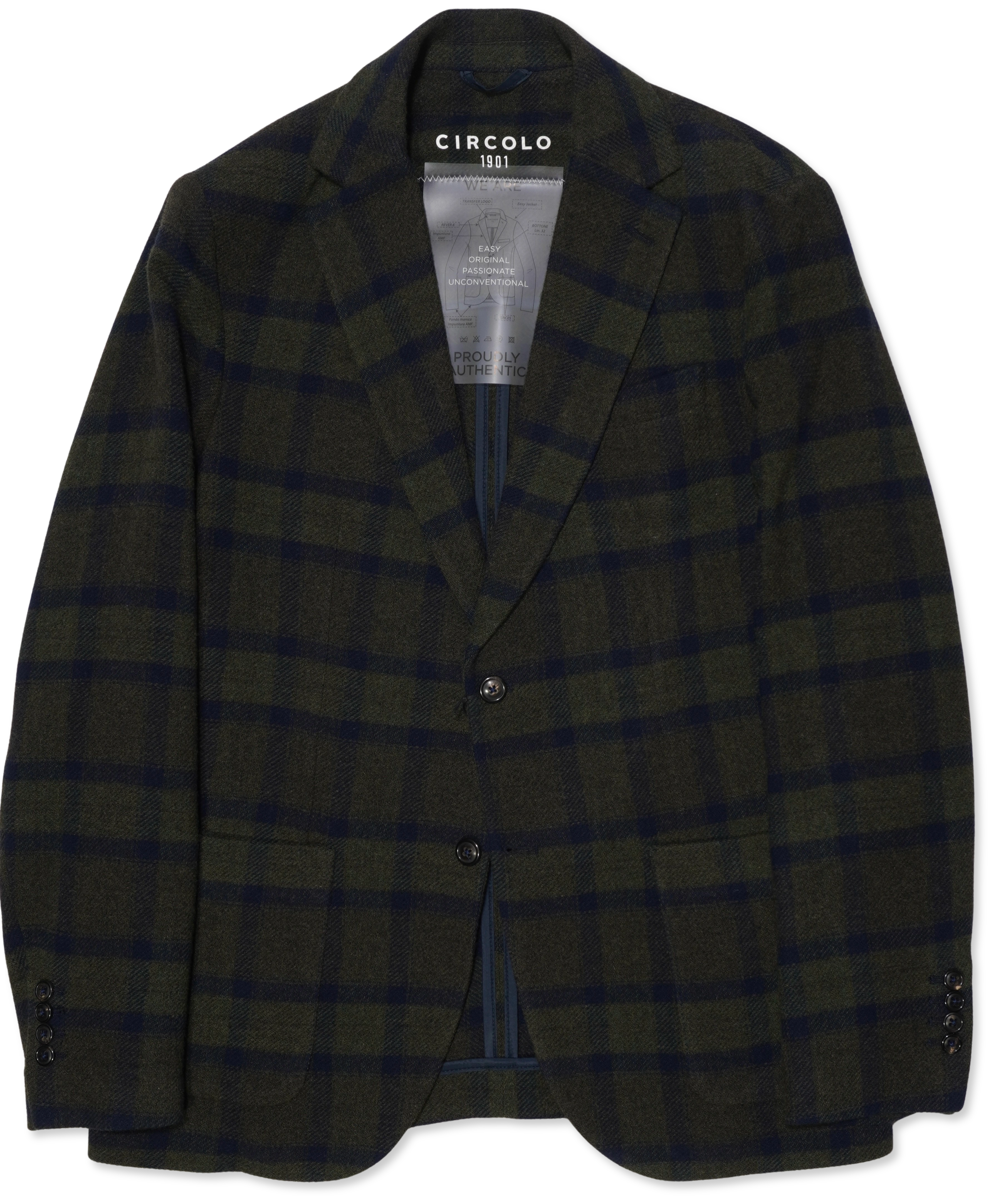 Circolo Wool Jacket Check Dark Green