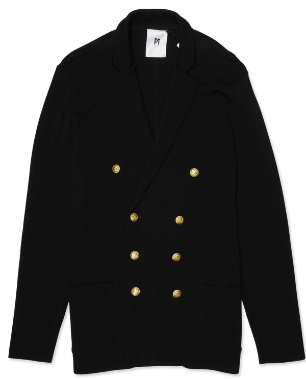 PT Torino Double Breasted Knit Blazer Black