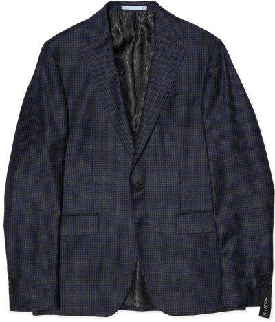 Sand Wool Jacket Check Blue Brown