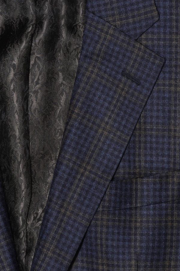 Sand Wool Jacket Check Blue Brown