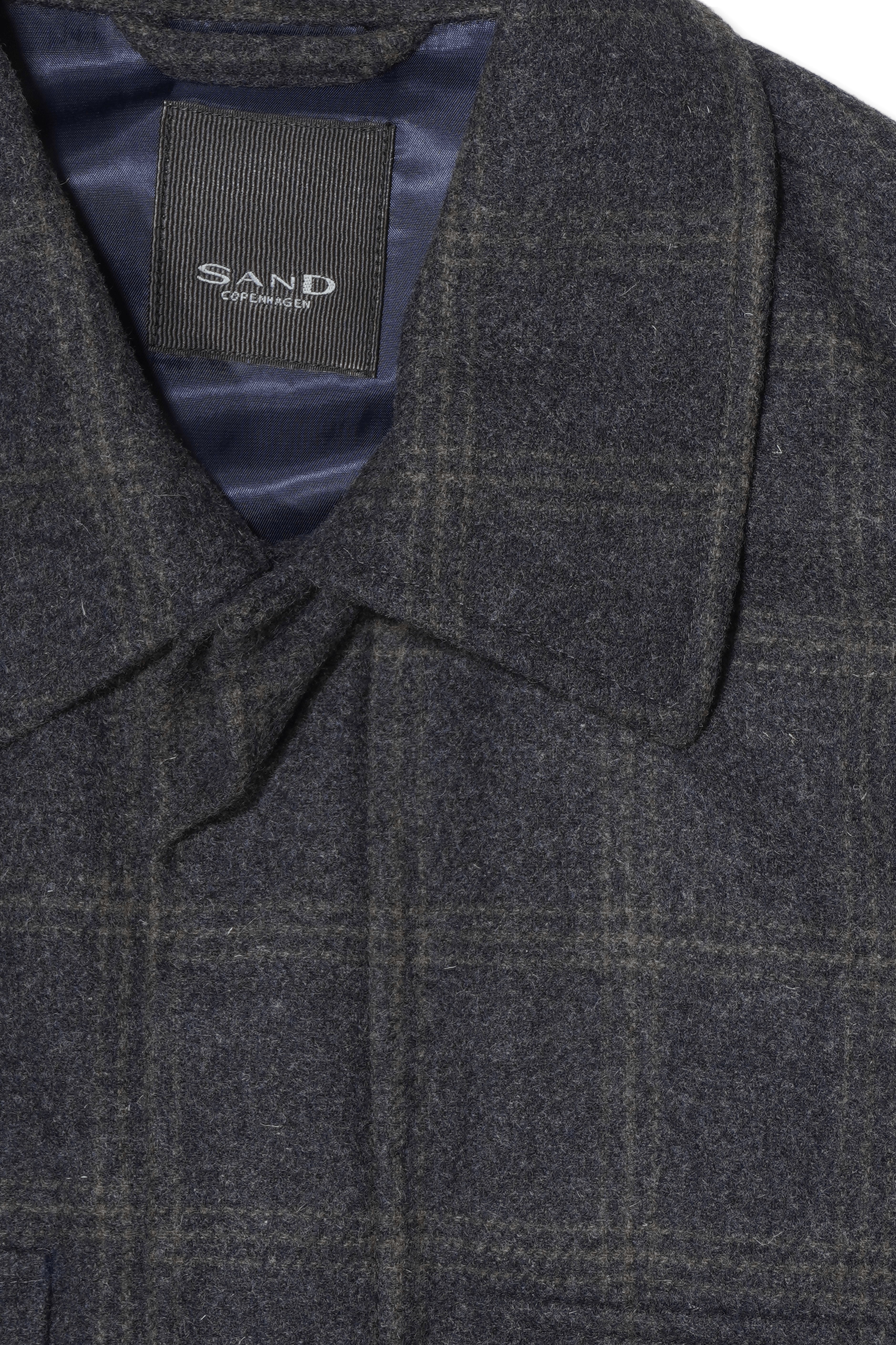 Sand Flannel Overshirt Check Dark Grey