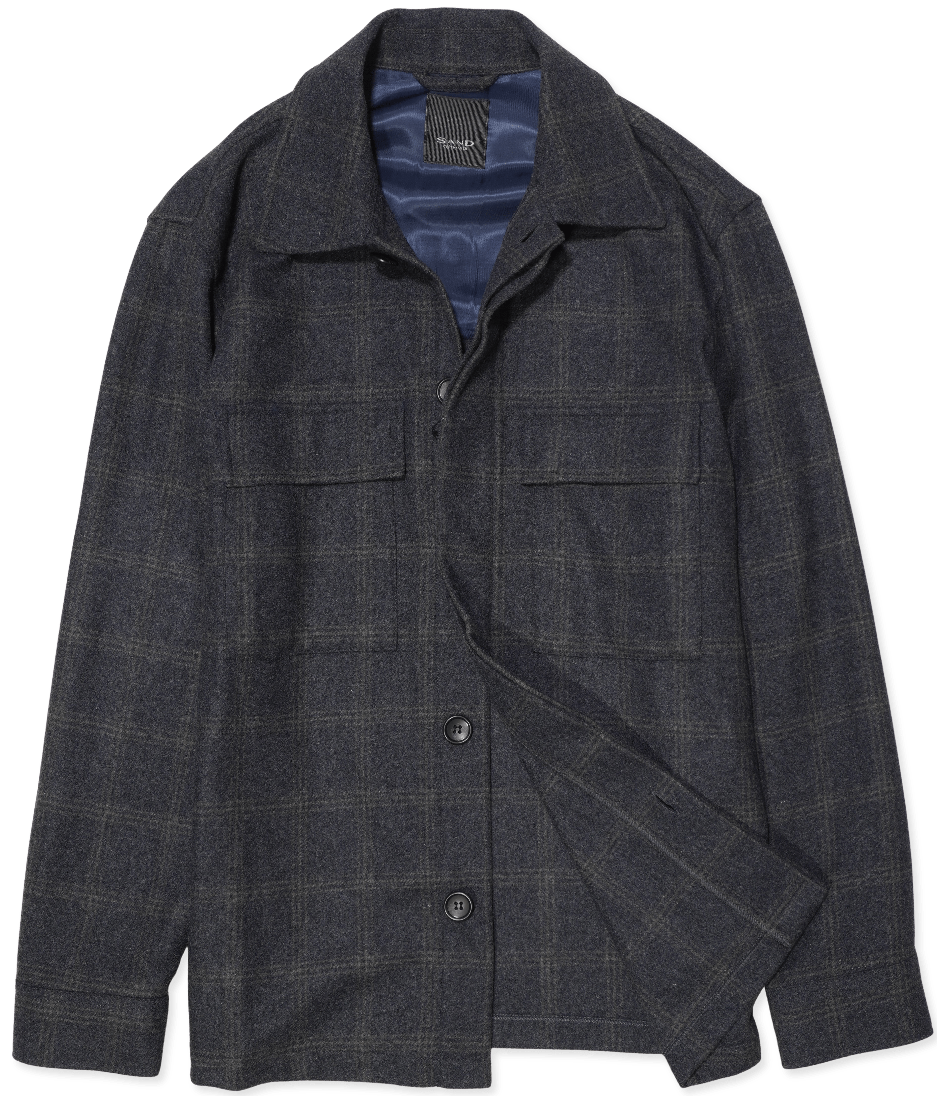 Sand Flannel Overshirt Check Dark Grey