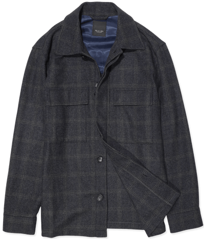 Sand Flannel Overshirt Check Dark Grey