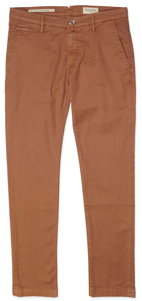 Jacob Cohen Bobby Terracotta Linen Stretch Trousers