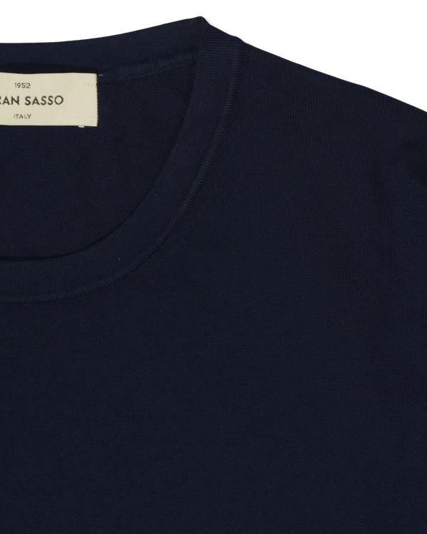 Gran Sasso Knitted Pure Cotton T-Shirt Navy