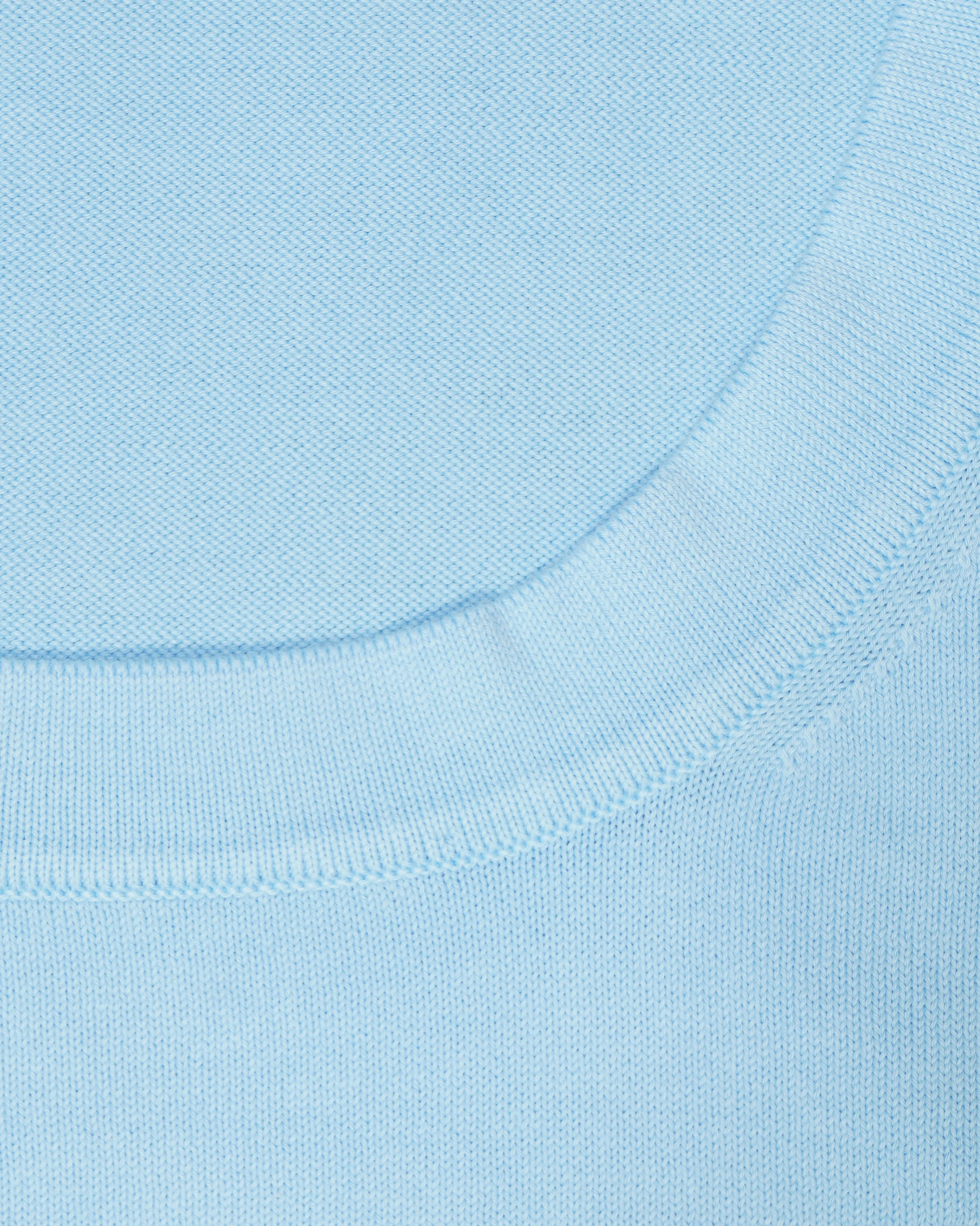 Gran Sasso Knitted Pure Cotton T-Shirt Light Blue