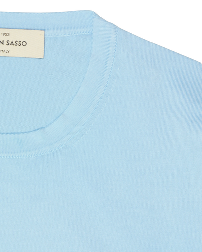 Gran Sasso Knitted Pure Cotton T-Shirt Light Blue