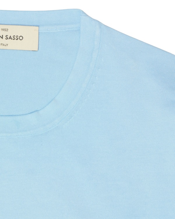 Gran Sasso Knitted Pure Cotton T-Shirt Light Blue
